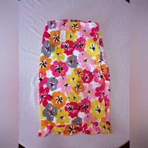 NWT All For Color Floral Print Terry Cloth Spa Shower Wrap OS